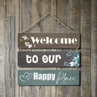 Bienvenue chez nous ! Décoration murale en bois Art Déco pour la maison (27 pouces x 11 pouces multicolore)