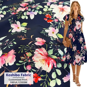 <span class=keywords><strong>Muestra</strong></span> Gratuita de Tela Crepé Koshibo de Poliéster Tejido con Estampado Floral Digital de 125 g/m² para Vestidos y Blusas de Verano - Product Image 2