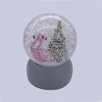 Boule à neige flamants roses pour enfants boule à neige en verre pailleté cadeau d'anniversaire 100MM boule à neige de Noël flamants roses