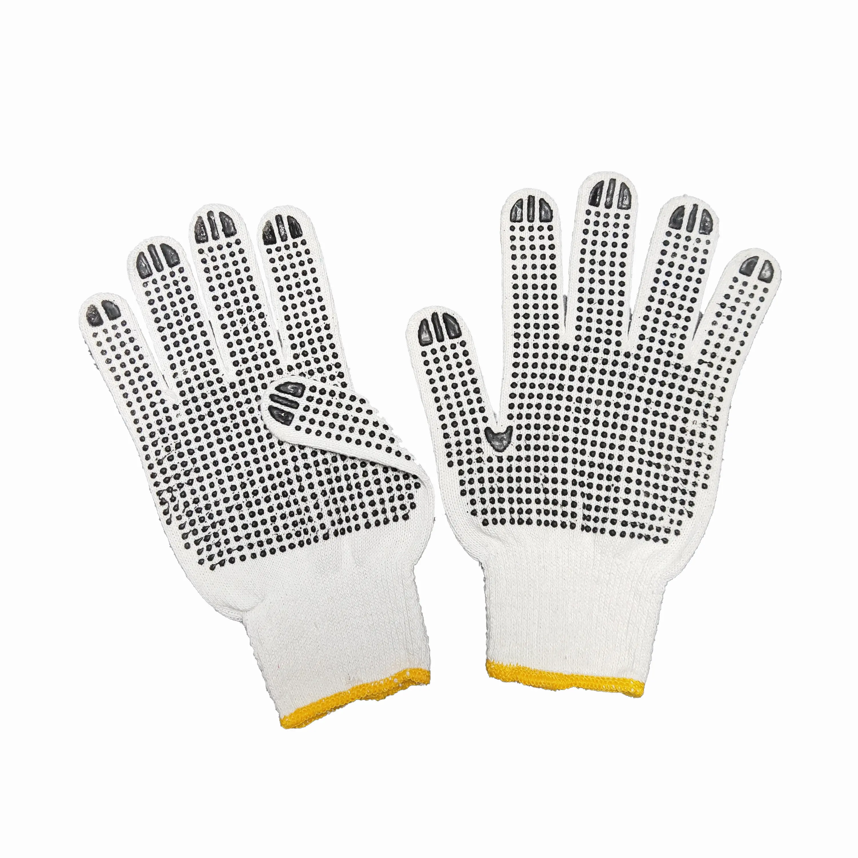 2021 Nieuw Uitgevonden Pvc Dot Korrel Volledige Palm Katoen Wit Mechanische Knit Veiligheid Werkhandschoenen