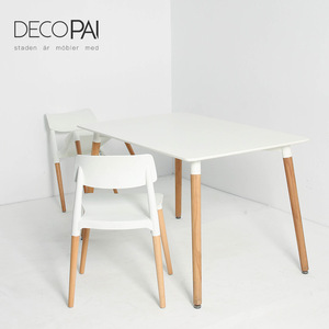 Nordique Moderne Café Restaurant Pas Cher jambes En Bois De Hêtre MDF Table Rectangle Table À Manger Ensemble - Product Image 2