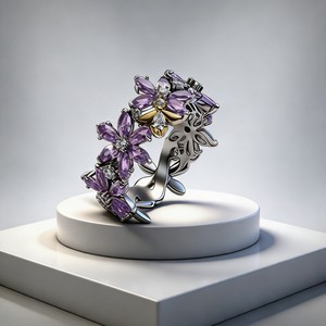 Anillo Romántico <span class=keywords><strong>de</strong></span> Plata 925 con Diseño Irregular <span class=keywords><strong>de</strong></span> Doble Corazón y <span class=keywords><strong>Rosa</strong></span>, Joyería <span class=keywords><strong>de</strong></span> Alta Gama para Bodas <span class=keywords><strong>de</strong></span> Mujer - Product Image 4