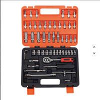 Jeu de clés à douilles CR-V de haute qualité 53 pièces, kit d'outils à main, clé à cliquet, embouts de tournevis, étui rigide OEM