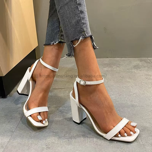 Sandalias de Tacón Alto para Mujer, Nuevas de Fábrica, Talla Grande, con Plataforma y Línea Decorativa, a la Moda - Product Image 1
