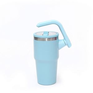 Venta al por mayor OEM Vaso Térmico de 20oz Estilo Americano con Asa Giratoria, de Acero Inoxidable, Aislamiento al Vacío, Portátil para Coche y Oficina, con Pajita para Café 6-12 - Product Image 5