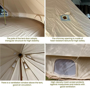 4季4-6人防水棉帆布大型家庭营铃帐篷狩猎墙帐篷带屋顶炉灶千斤顶孔 - Product Image 4