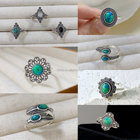 Bague en argent S925 oxydé avec turquoise et pierres précieuses, nouveautés, bijoux de mode pour femmes et hommes, cadeau de mariage