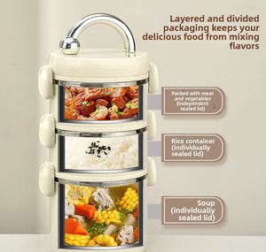 Boîte à lunch isotherme en acier inoxydable 304, compatible micro-ondes, pour le stockage des aliments, pour les employés de bureau, les étudiants, les enfants - Product Image 2