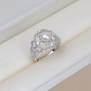 Anillo de Plata S925 Wenchi con Perlas de 8-10 mm (3mm-6mm), Accesorios para DIY, Modelo 16543 - Product Image 3