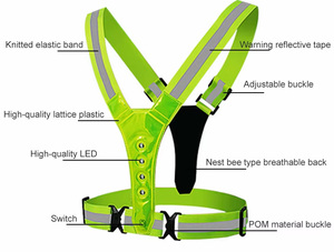 Bán buôn tùy chỉnh led phản quang an toàn vest với ánh sáng - Product Image 5