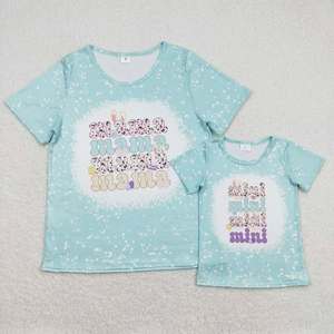 Magliette di Pasqua con stampa <span class=keywords><strong>Mama</strong></span> & Mini, abiti coordinati madre-figlia, abiti di Pasqua blu a maniche corte - Product Image 4