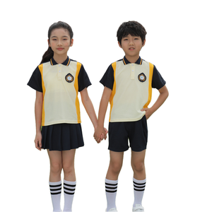 รับผลิตชุดนักเรียนอนุบาลแบบขายส่ง OEM/ODM เสื้อโปโลผ้าฝ้ายพรีเมียม ระบายอากาศได้ดี กางเกงขาสั้น กระโปรง  ผู้ผลิต - Product Image 1