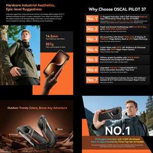 12GB+256GB Blackview Oscal Pilot <span class=keywords><strong>3</strong></span> 5G Outdoor-Smartphone Nachtsichtkamera Fingerabdruck-Entsperrung 7500mAh Akku 5G Smartphone - Product Image 6