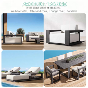 Set di Mobili <span class=keywords><strong>da</strong></span> <span class=keywords><strong>Giardino</strong></span> in Alluminio Moderno Personalizzabile, <span class=keywords><strong>Tavolo</strong></span> e Sedie per Esterni, Set di Arredamento per Cortile e Villa - Product Image 6