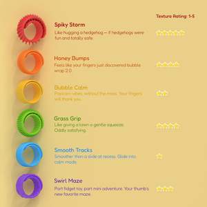 Pulseras Sensoriales de Silicona, Juguetes Antiestrés con Textura, Herramientas Calmantes para Niños con TDAH y Autismo, Paquete de 6 - Product Image 4