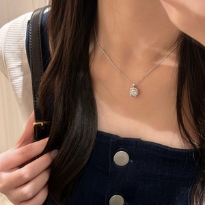 Collier Wenchi S925 en argent pur double couche avec diamants, design polyvalent, motif bambou, extrêmement simple, design de niche - Product Image 4
