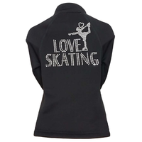 Vente en gros Vêtements d'entraînement de patinage artistique Vestes de performance pour enfants et filles Tenues de patinage à roulettes en polaire noire chaude pour femmes