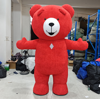 Vente flash promotionnelle Carnaval Costume de mascotte gonflable géant personnalisé en peluche ours en peluche rouge pour adulte