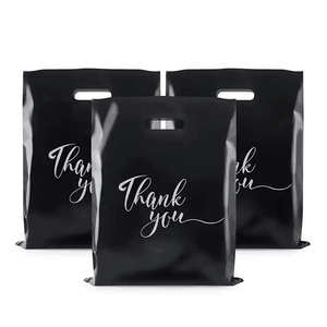 Custom Clear Thank You Bag Merchandise Plastic Bags logo with Die Cut Handles Bulk Retail Bags for Small Business Shopping