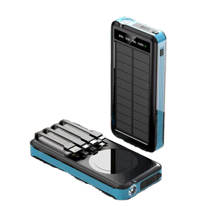Power Bank Solare Impermeabile con Ricarica Wireless USB/Type-C, 4 Cavi Integrati, Display LED, Portatile per Uso Esterno - Product Image 1
