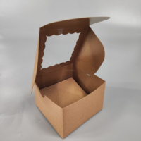 Boîte à biscuits Kraft sulfurisée avec fenêtre en PVC Stockage pliable des aliments Emballage de boulangerie imprimé personnalisé de qualité alimentaire en gros
