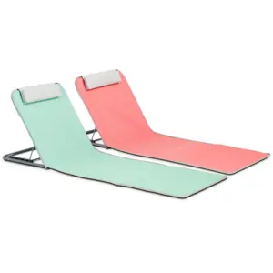 Chaise de plage Portable 100% Polyester, Camping en plein air, lit de mer, Chaise de soleil, tapis de plage pliable réglable avec dossier