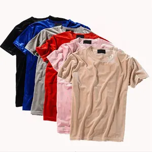 T-shirt en velours pour hommes, vierge, de différentes couleurs, élastique, unisexe, vente en gros,