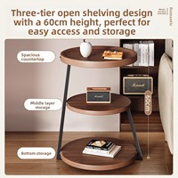 Table de chevet vintage de style chinois classique en pierre avec étagère multi-niveaux pour chambre à coucher