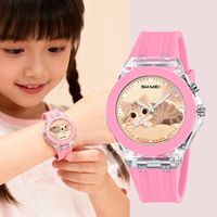 Montre pour enfants SKMEI 2525, montre à quartz en silicone, étanche, pour l'extérieur, avec dessin animé, sept lumières LED colorées
