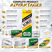 Lames de rasoir de sécurité à double tranchant avec logo personnalisé OEM, revêtement platine, acier inoxydable de qualité supérieure, rasage sûr du visage, emballage à marque privée