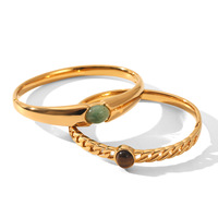 Bracelet pour femme en acier inoxydable plaqué or 18 carats, minimaliste et tendance, avec turquoise et œil de tigre, idéal pour les soirées