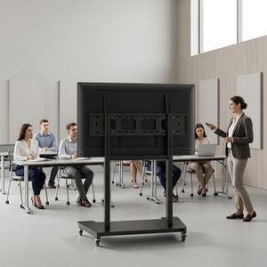 Carrito de TV móvil universal de 65-100 pulgadas con altura ajustable y ruedas para televisión - Product Image 2