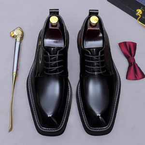 Chaussures derby formelles pour hommes, modèle 2026, en cuir de vachette, style coréen, décontractées et élégantes, avec empeigne brillante, semelle haute amortissante et talon surélevé - Product Image 5