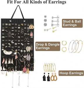 Sac de rangement mural en feutre pour boucles d'oreilles, colliers et bagues - Product Image 4