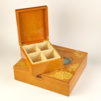 Boîte cadeau en bois massif avec finition laquée brillante, charnière métallique, 9 compartiments intérieurs en bois, logo personnalisé pour le rangement des sachets de thé et cadeau de luxe pour les fêtes