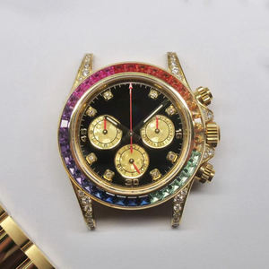 Reloj Mecánico de Lujo de Alta Gama Personalizado con Oro Real de 24K y 18K, Bisel Colorido con Diamantes de Laboratorio y Moissanita, Automático para Hombre - Product Image 2