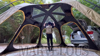 Tente Dôme Familiale Connectable Double Couche Oxford Imperméable pour 8 à 20+ Personnes, Idéale pour Camping, Fêtes en Plein Air et Utilisation avec Voiture (Hayon/Porte-Bagages Arrière)