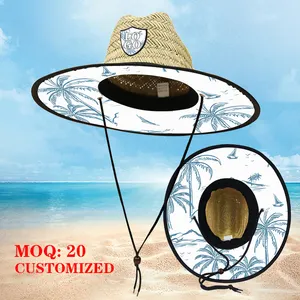 Cappello di paglia cavo da esterno a tesa larga da spiaggia cappello protettivo da spiaggia cappello di paglia a tesa larga