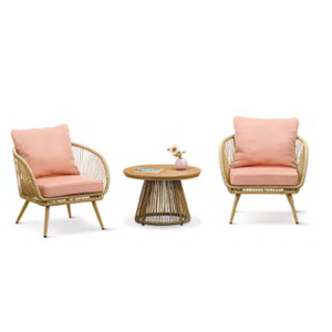 <span class=keywords><strong>Set</strong></span> Moderno di Tavolo e Sedie in Rattan Rosa per Esterni con Design Confortevole per Cortili, Giardini, Parchi e Aree Ricreative - Product Image 2