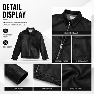<span class=keywords><strong>Veste</strong></span> en cuir de vache véritable <span class=keywords><strong>pour</strong></span> <span class=keywords><strong>homme</strong></span> de qualité supérieure, style décontracté avec col montant et logo frontal, idéale <span class=keywords><strong>pour</strong></span> la moto en hiver - Product Image 2