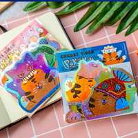 Faible MOQ pour la papeterie holographique, commande OEM et en gros disponibles, feuille d'autocollants Kawaii en relief