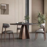 High-End Massivholz runden Tisch Plattenspieler Home Esstisch Walnuss Farbe italienischen minimalist ischen matten Rock Board runden Tisch