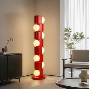 <span class=keywords><strong>Lampadaire</strong></span> Totem Memphis Rouge Vibrant Tendance 2026, <span class=keywords><strong>Style</strong></span> <span class=keywords><strong>Art</strong></span> <span class=keywords><strong>Déco</strong></span> Minimaliste, Esthétique Moderne Inspirée Bauhaus - Product Image 1