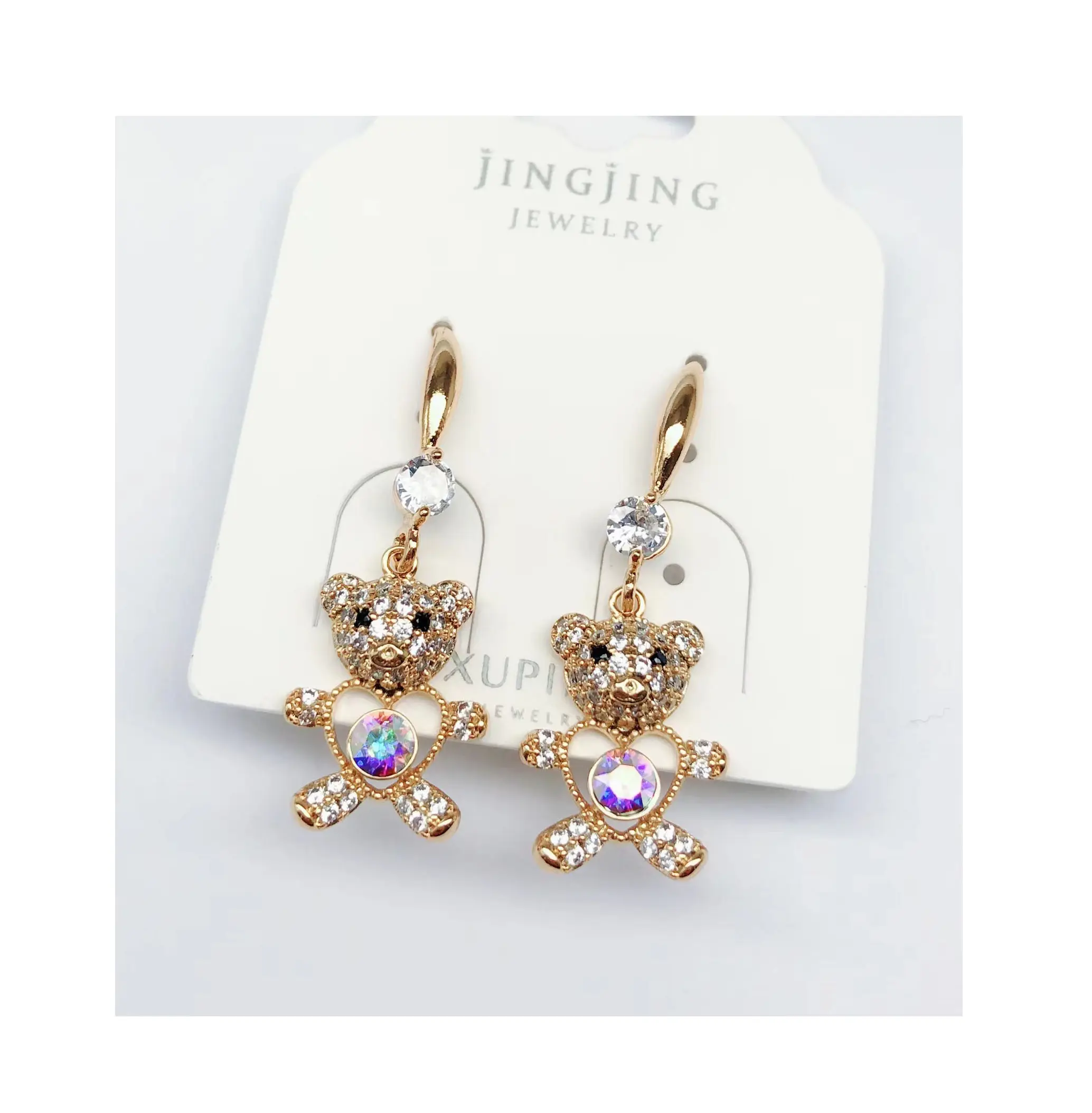 Boucles d'oreille et collier en cristal A00245792, ours en cristal