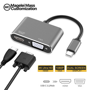Produit le mieux classé 2 en 1 Type C Hub vers 4K <span class=keywords><strong>HDMI</strong></span> 1080P VGA USB C vers <span class=keywords><strong>HDMI</strong></span> <span class=keywords><strong>Adaptateur</strong></span> VGA <span class=keywords><strong>pour</strong></span> téléphones portables et projecteur - Product Image 3