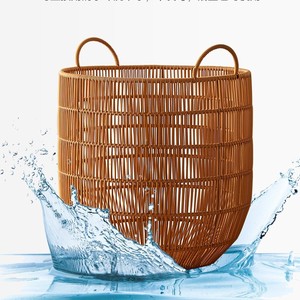 Cesta de lavandería de mimbre, cesta redonda lavable para ropa y toallas, uso doméstico - Product Image 4