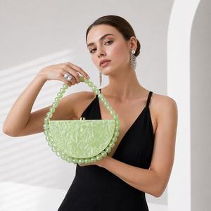 <span class=keywords><strong>Borsa</strong></span> <span class=keywords><strong>da</strong></span> <span class=keywords><strong>sera</strong></span> <span class=keywords><strong>da</strong></span> donna alla moda, semicircolare, perlata, retrò, in acrilico, semplice, quadrata, pochette per rossetto, per matrimoni e feste - Product Image 3