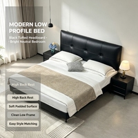 Lit Double Luxe Moderne et Minimaliste en Cuir, Cadre de Lit King Size Populaire et Créatif, Lit Doux pour Chambre à Coucher