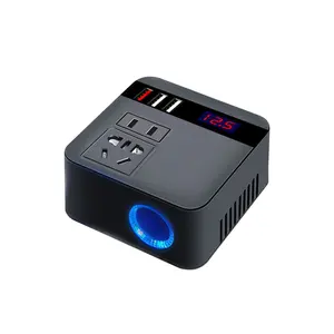 汽车逆变器150W 12V/24V Dc至220V交流点烟器电源逆变器适配器，带Qc 3.0 Usb充电器快速充电