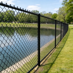 Clôture en treillis galvanisé <span class=keywords><strong>noir</strong></span> enduit de PVC, hauteur <span class=keywords><strong>2m</strong></span>, maille 60mm, pour la délimitation des terrains de basketball communautaires et la protection des balles - Product Image 5